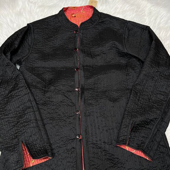 SAM HILU'S CLASSICS REVERSIBLE QUILTED JACKET FLORAL METALLIC PINK / BLACK - Picture 8 of 9